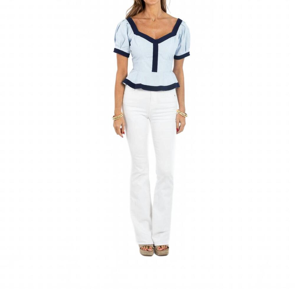 NEW GARLAND BAGS addie short sleeve top in blue stripe
